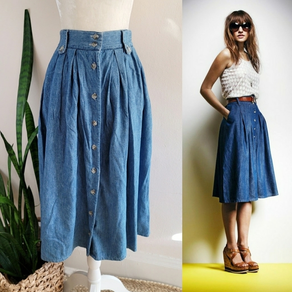denim midi skirt 80s